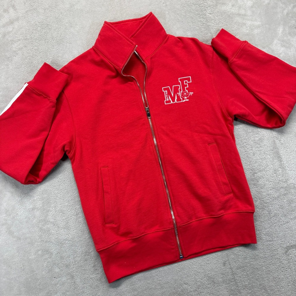 The Mayfair Group Sweatshirt Womens XS Track Jacket Red The New PE Mental Health